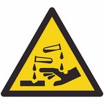 ISO 7010 W023 Warning: Corrosive Substance sign — Warning / Hazard safety pictogram