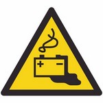 ISO 7010 W026 Warning: Battery Charging sign — Warning / Hazard safety pictogram
