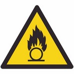 ISO 7010 W028 Warning: Oxidizing Substance sign — Warning / Hazard safety pictogram