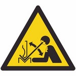 ISO 7010 W032 Warning: Rapid Movement Of Workpiece In Press Brake sign — Warning / Hazard safety pictogram