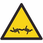 ISO 7010 W033 Warning: Barbed Wire sign — Warning / Hazard safety pictogram