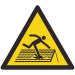 ISO 7010 W036 Warning: Fragile Roof sign — Warning / Hazard safety pictogram