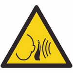 ISO 7010 W038 Warning: Sudden Loud Noise sign — Warning / Hazard safety pictogram