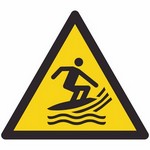 ISO 7010 W046 Warning: Surf Craft Area sign — Warning / Hazard safety pictogram