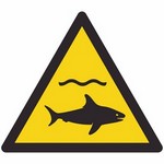 ISO 7010 W054 Warning: Shark sign — Warning / Hazard safety pictogram