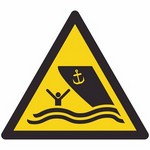 ISO 7010 W058 Warning: Boating Area sign — Warning / Hazard safety pictogram