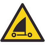 ISO 7010 W059 Warning: Sand Yachting sign — Warning / Hazard safety pictogram