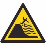 ISO 7010 W066 Warning: Deep Shelving Beach sign — Warning / Hazard safety pictogram
