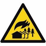 ISO 7010 W073 Warning: Large-Scale Fire Zone sign — Warning / Hazard safety pictogram