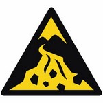 ISO 7010 W076 Warning: Debris Flow Zone sign — Warning / Hazard safety pictogram